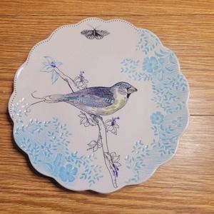 Edie Rose Home Bloom Collection Bird Accent Salad Plate 9"